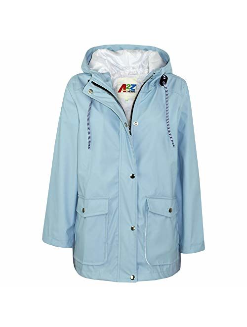 Kids Girls Boys PU Raincoats Jackets Hooded Waterproof Rainmac Cagoule 5-13 Year