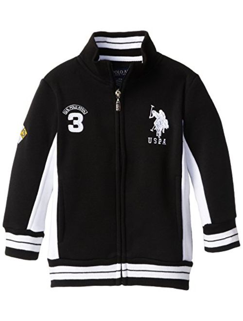 U.S. Polo Assn. Big Boys' Fleece Mock Neck Jacket with Striped Ribbing