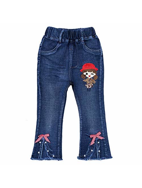 Peacolate 3-7T Infant Little Kids Girls Embroidery Jeans Denim Pants