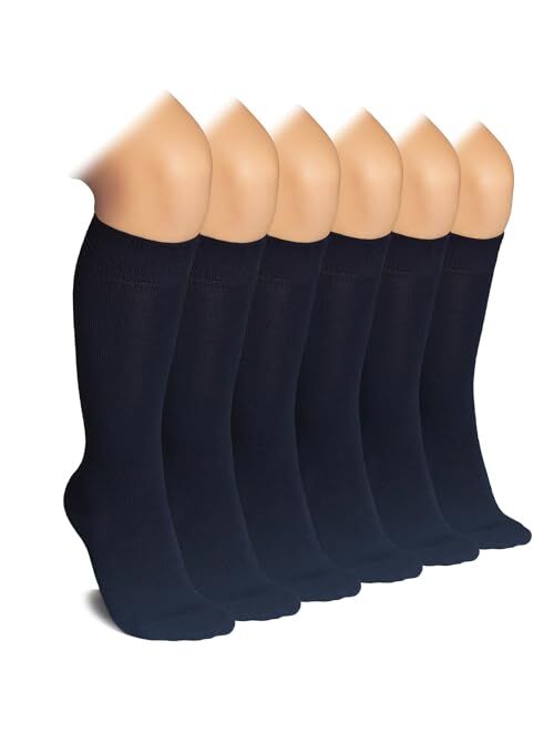 Hugh Ugoli Knee High Bamboo Socks for Girls Boys and Toddlers, Solid Color Long School Uniform Socks 3-14 Years Old, 3 Pairs