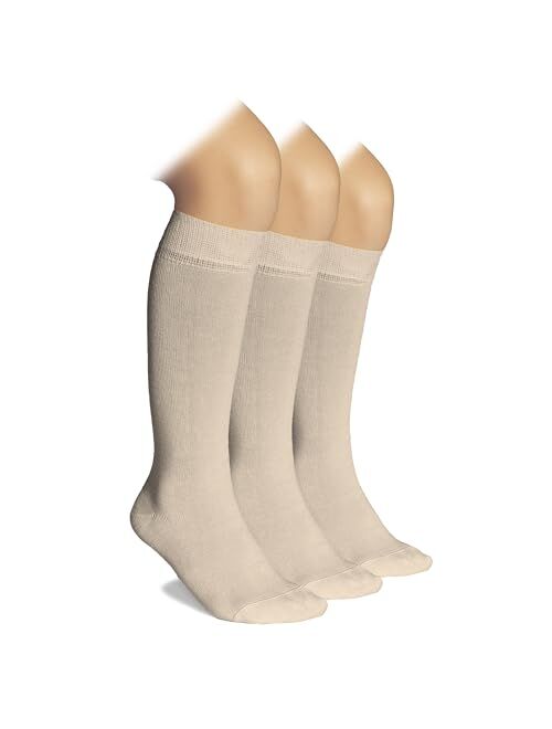 Hugh Ugoli Knee High Bamboo Socks for Girls Boys and Toddlers, Solid Color Long School Uniform Socks 3-14 Years Old, 3 Pairs