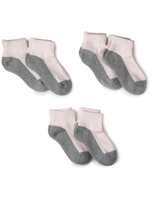 Jefferies Socks Girls' Little Sport Quarter Crew Socks Half Cushion 6 Pack