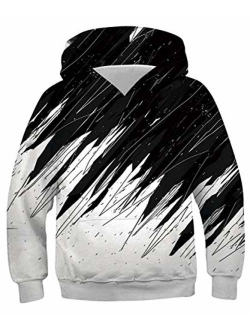 AIDEAONE Boys Girls 3D Print Casual Pullover Hoodies Hooded Sweatshirts Tops Blouse with Pocket Age 6-16