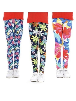 slaixiu Girls Leggings Stretchy Kids Pants Classic Printing Flower Pattern