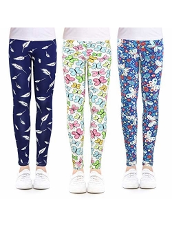 slaixiu Girls Leggings Stretchy Kids Pants Classic Printing Flower Pattern