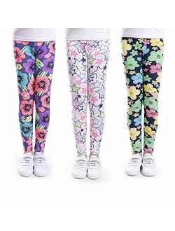 slaixiu Girls Leggings Stretchy Kids Pants Classic Printing Flower Pattern