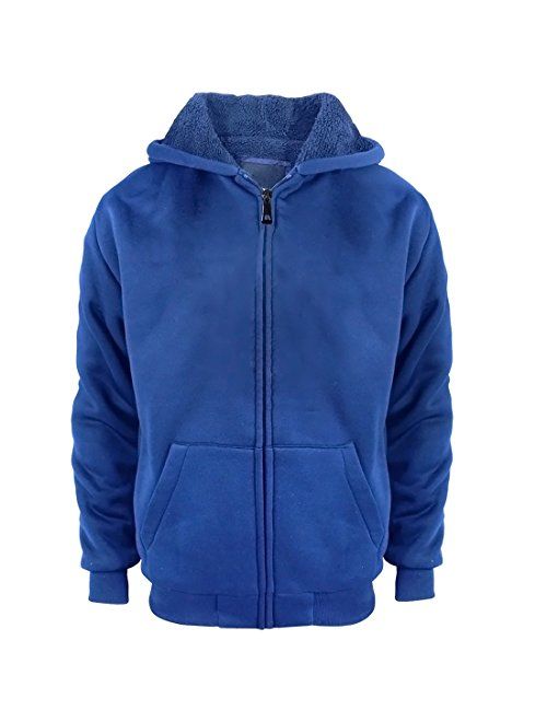 Sherpa Lined Boys Hoodie Full Zip Fleece Warm Youth Big Long Sleeve Child Sweatshirts