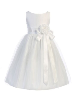 Baby Toddler Flower Girl Vintage Satin Tulle Special Occasion Dress - 11 Colors