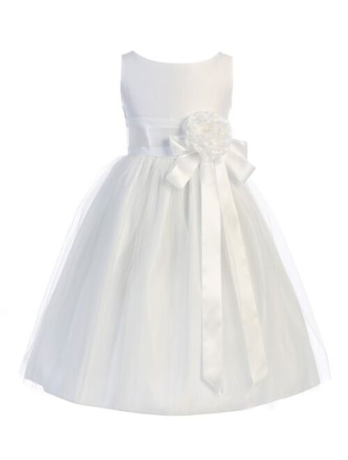 Baby Toddler Flower Girl Vintage Satin Tulle Special Occasion Dress - 11 Colors