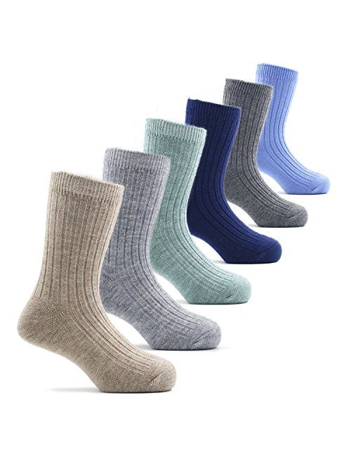 Boys Wool Socks Kids Crew Seamless Winter Warm Socks 6 Pack