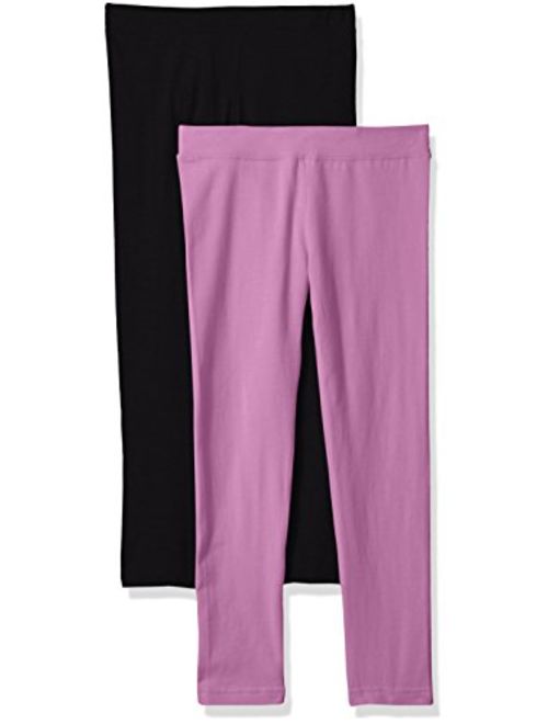 Clementine Apparel Big Toddler Girl Athletic Soft Stretch Pant Leggings 2 Pack