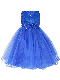 YiZYiF Kids Girls' Sequined Party Bridesmaid Flower Girl Dress Graduation Recital Gown