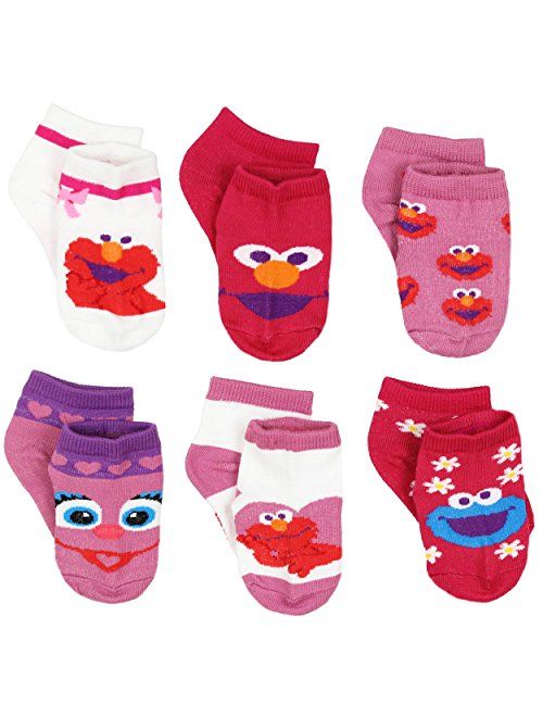 Sesame Street Elmo Abby Toddler Girls 6 pack Quarter Socks