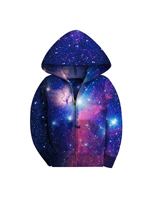 SAYM Big Boys' Youth Galaxy Teen Jackets Fleece Full Zip Hooded Hoodie 6-15Y