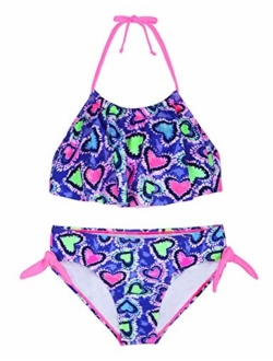 Girl's Bikini Swimsuits Ruffle Flounce Two Piece Beach Swimwear Tankini Set