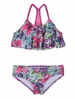 Girl's Bikini Swimsuits Ruffle Flounce Two Piece Beach Swimwear Tankini Set
