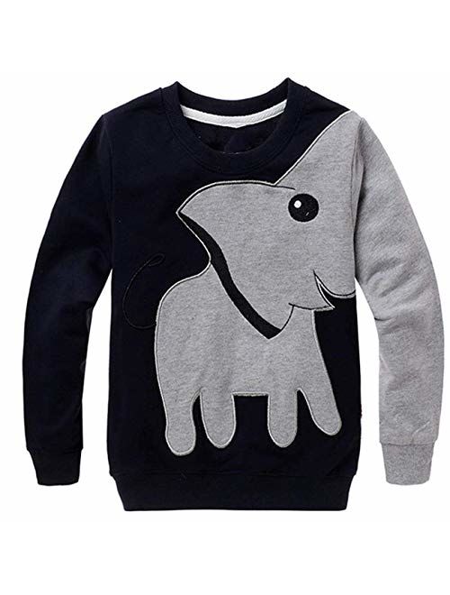 EULLA Little Boys T Shirts Toddler Boy Clothes Elephant Long Short Sleeve Pullover Sweatshirts Cartoon Tee for Kids