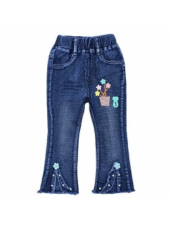 Peacolate 3-7T Infant Little Kids Girls Embroidery Jeans Denim Pants