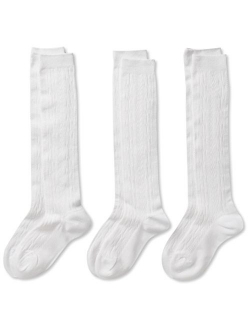 CLASSROOM Big Girls_ Uniform Cable Knee Hi Socks - 3 Pack