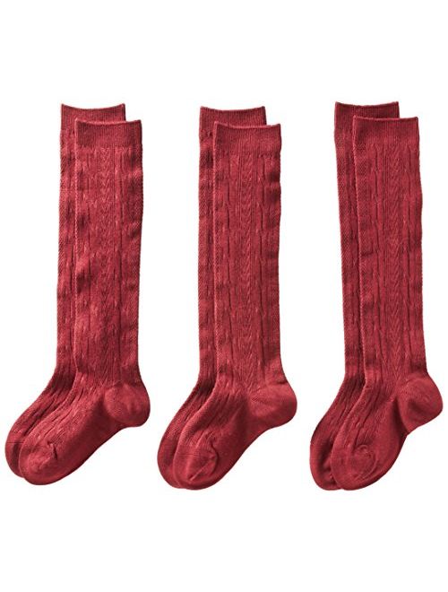 Dickies CLASSROOM Big Girls_ Uniform Cable Knee Hi Socks - 3 Pack