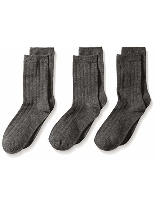 Jefferies Socks Big Boy's Rib Dress Crew Socks (Pack of 3)