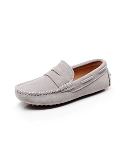 Shenn Boys' Cute Slip-On Suede Leather Loafers Shoes S8884