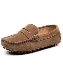 Shenn Boys' Cute Slip-On Suede Leather Loafers Shoes S8884