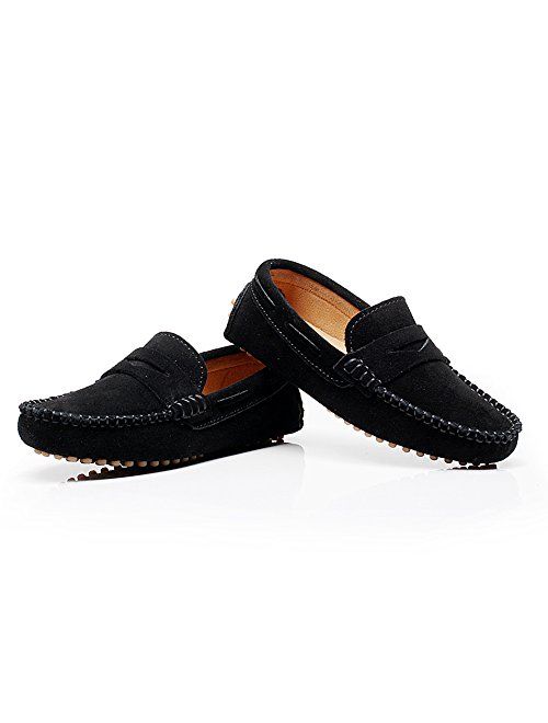 Shenn Boys' Cute Slip-On Suede Leather Loafers Shoes S8884