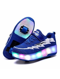 Ufatansy CPS LED Fashion Sneakers Kids Girls Boys Light Up Wheels Skate Shoes Comfortable Mesh Surface Roller Shoes Christmas Day Best Gift