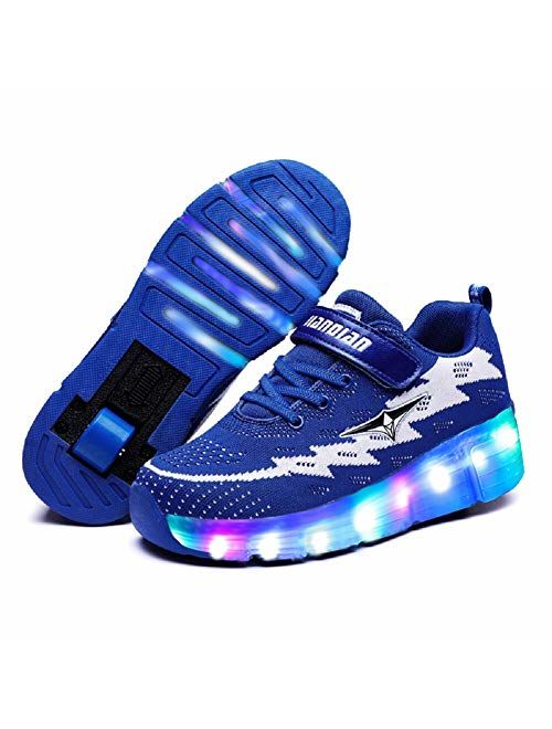 Ufatansy CPS LED Fashion Sneakers Kids Girls Boys Light Up Wheels Skate Shoes Comfortable Mesh Surface Roller Shoes Christmas Day Best Gift