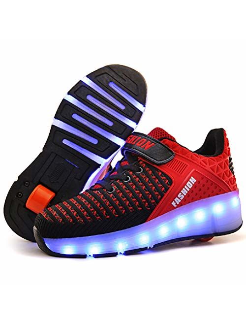 Ufatansy CPS LED Fashion Sneakers Kids Girls Boys Light Up Wheels Skate Shoes Comfortable Mesh Surface Roller Shoes Christmas Day Best Gift