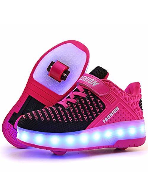 Ufatansy CPS LED Fashion Sneakers Kids Girls Boys Light Up Wheels Skate Shoes Comfortable Mesh Surface Roller Shoes Christmas Day Best Gift