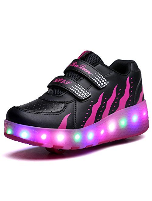 Ufatansy CPS LED Fashion Sneakers Kids Girls Boys Light Up Wheels Skate Shoes Comfortable Mesh Surface Roller Shoes Christmas Day Best Gift