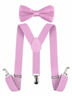 Livingston Kid's Suspender Bowtie Sets Adjustable Suspender with Bow Ties