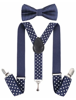 Livingston Kid's Suspender Bowtie Sets Adjustable Suspender with Bow Ties