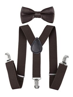 Livingston Kid's Suspender Bowtie Sets Adjustable Suspender with Bow Ties