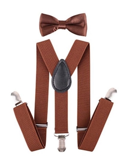 Livingston Kid's Suspender Bowtie Sets Adjustable Suspender with Bow Ties