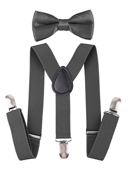 Livingston Kid's Suspender Bowtie Sets Adjustable Suspender with Bow Ties