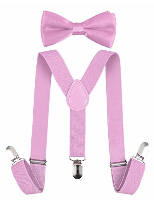 Livingston Kid's Suspender Bowtie Sets Adjustable Suspender with Bow Ties