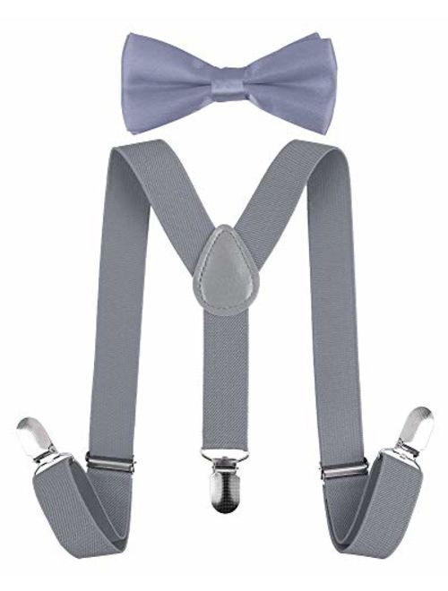 Livingston Kid's Suspender Bowtie Sets Adjustable Suspender with Bow Ties