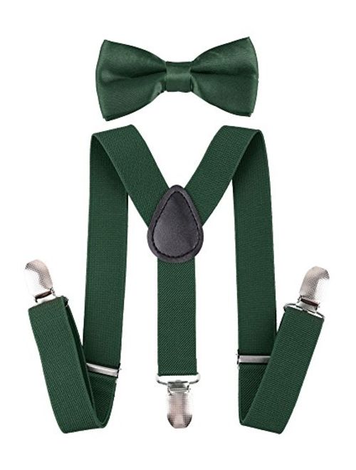 Livingston Kid's Suspender Bowtie Sets Adjustable Suspender with Bow Ties