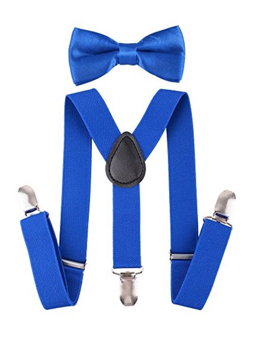 Livingston Kid's Suspender Bowtie Sets Adjustable Suspender with Bow Ties