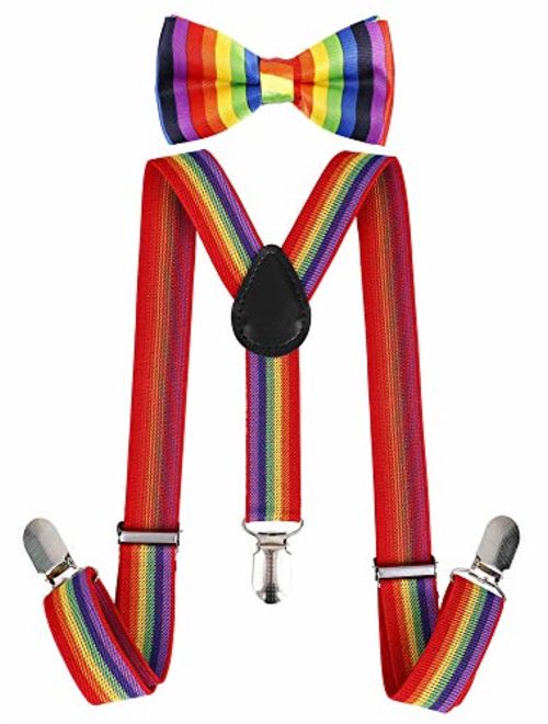 Livingston Kid's Suspender Bowtie Sets Adjustable Suspender with Bow Ties