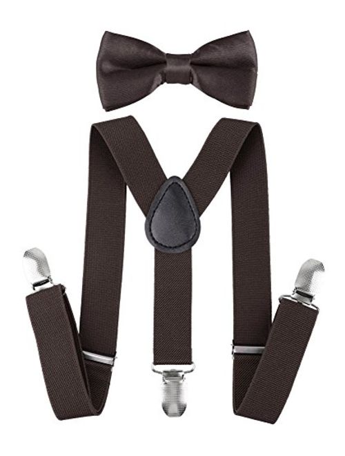 Livingston Kid's Suspender Bowtie Sets Adjustable Suspender with Bow Ties