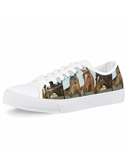 Mumeson Women Novelty Printed Canvas Sneakers Lace-up Low Top Casual Walking Shoes