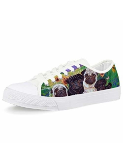 Mumeson Women Novelty Printed Canvas Sneakers Lace-up Low Top Casual Walking Shoes