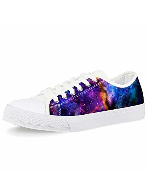 Mumeson Women Novelty Printed Canvas Sneakers Lace-up Low Top Casual Walking Shoes