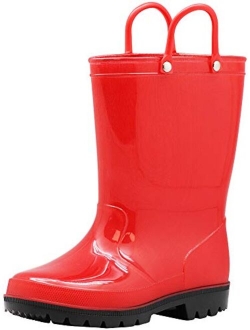 NORTY Waterproof Rubber Rain Boots for Girls & Boys - Toddlers & Big Kids - Solid & Printed Rainboots