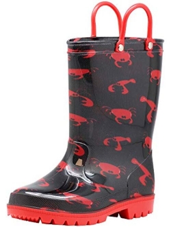 NORTY Waterproof Rubber Rain Boots for Girls & Boys - Toddlers & Big Kids - Solid & Printed Rainboots