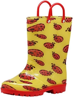 NORTY Waterproof Rubber Rain Boots for Girls & Boys - Toddlers & Big Kids - Solid & Printed Rainboots